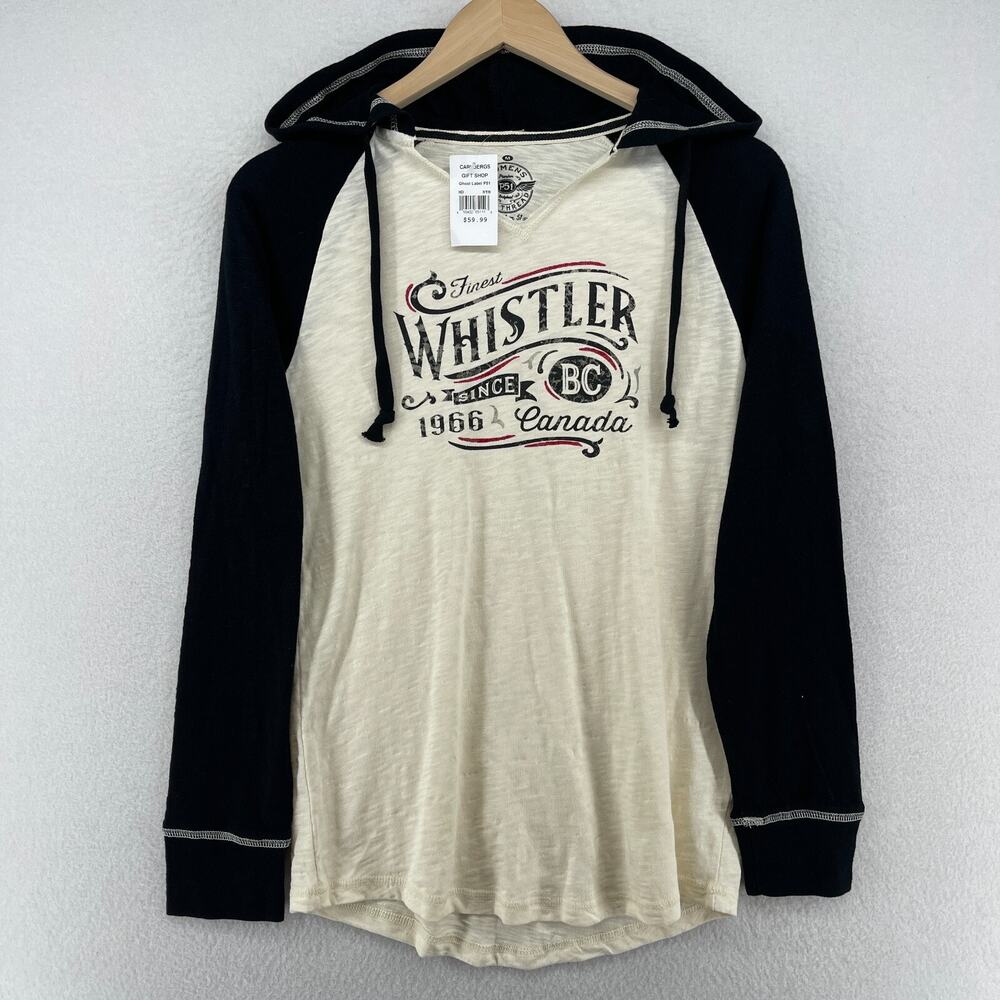 WHISTLER MOUNTAIN Hoodie Womens M Premium 51 P51 BC Canada Cotton Off White NEW